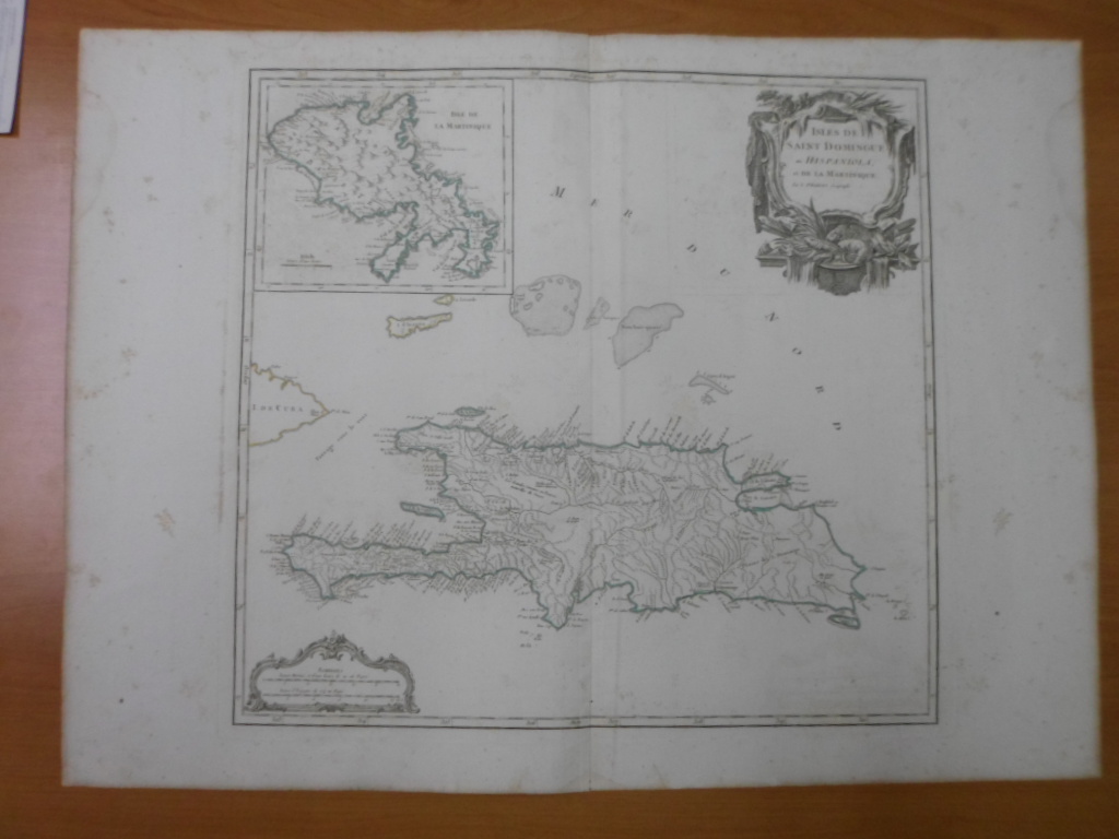 Gran mapa de la Isla de Santo Domingo y Martiníca (Republica Dominicana), 1757, Robert Vaugondy