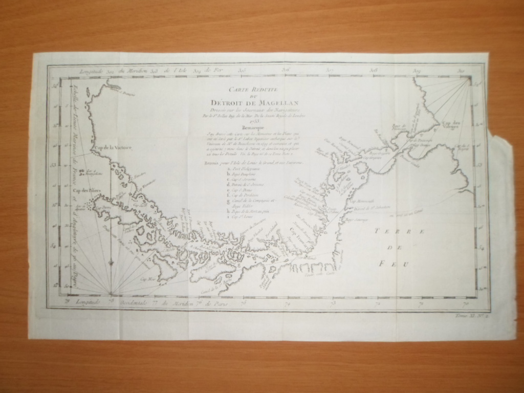 Mapa del Estrecho de Magallanes (Argentina), 1753, J.N.Bellin
