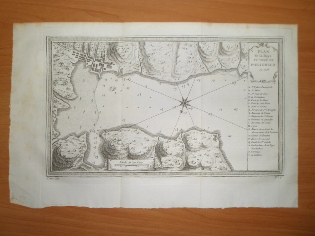 Plano de la Bahia y ciudad de Portobello (Panamá), 1750, J.N.Bellin