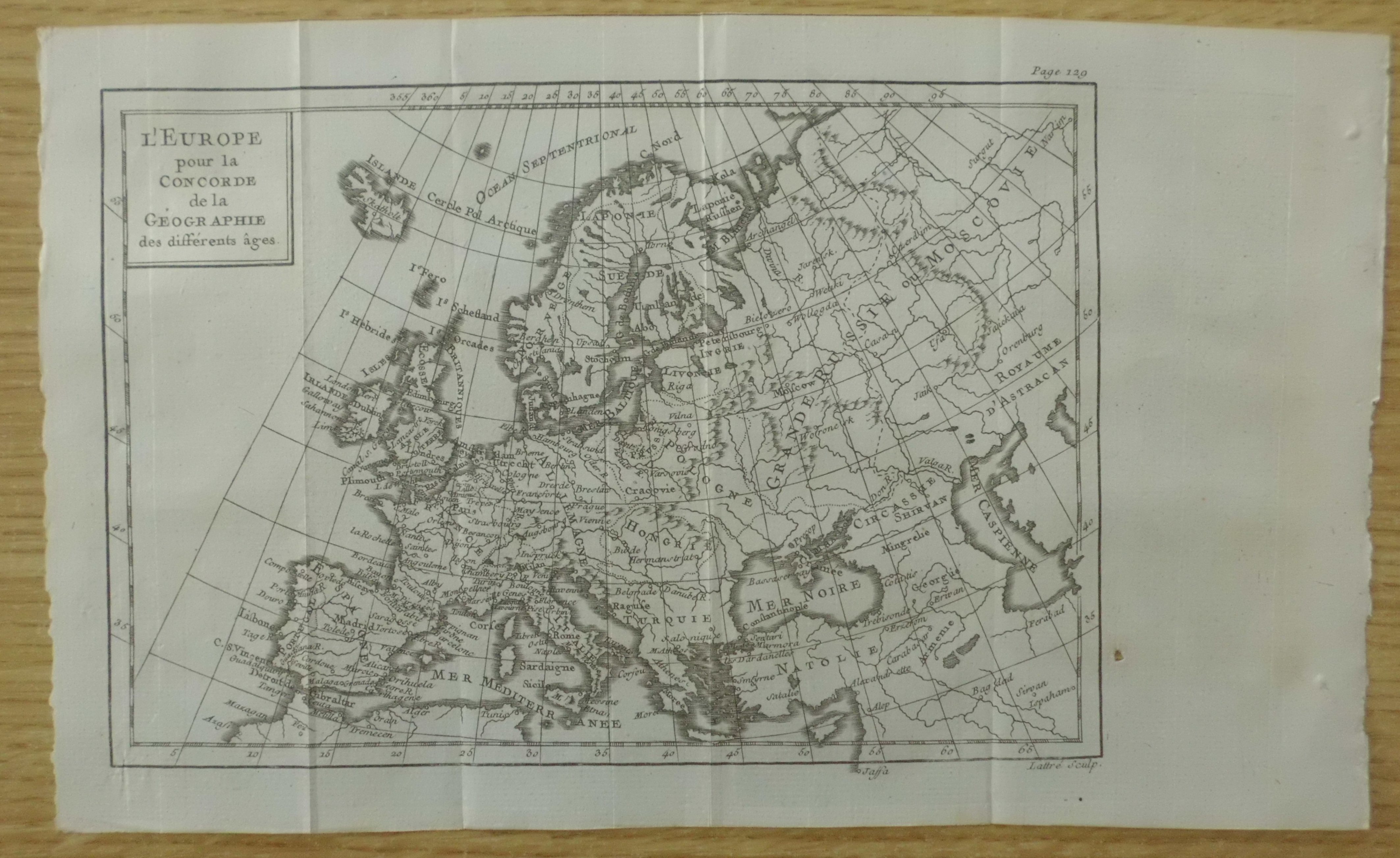 Mapa de Europa, 1785.Pluche