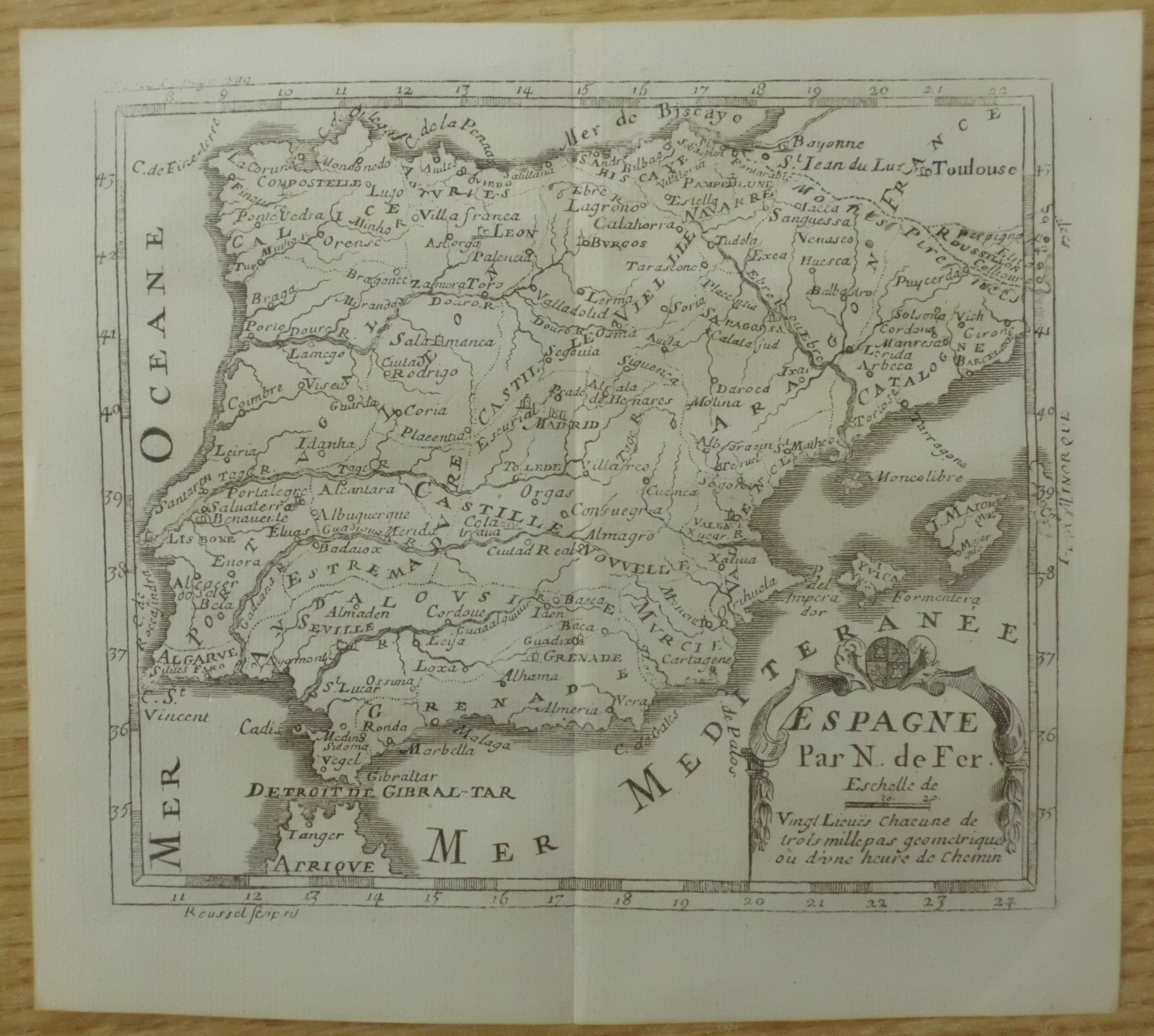 Mapa de España y Portugal.Nicolás de Fer