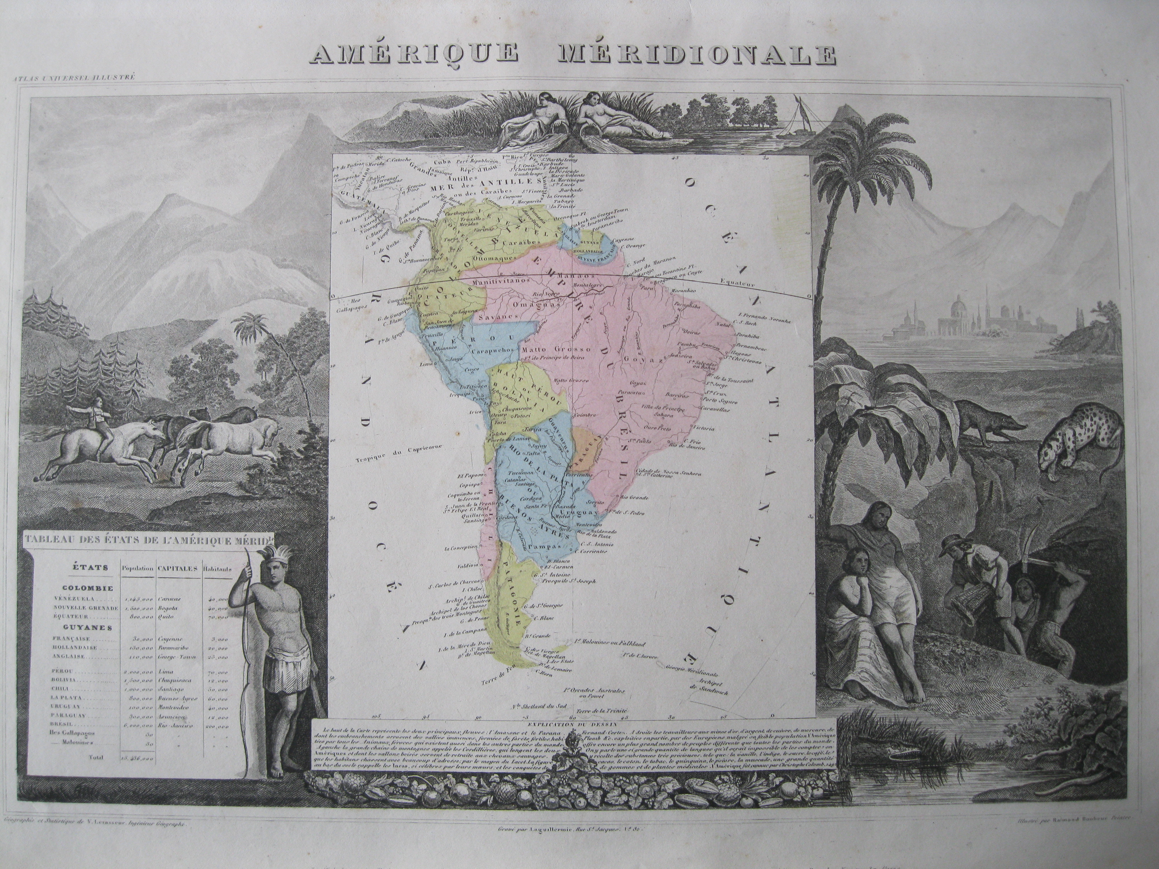 Mapa de América del Sur. 1866.Levasseur