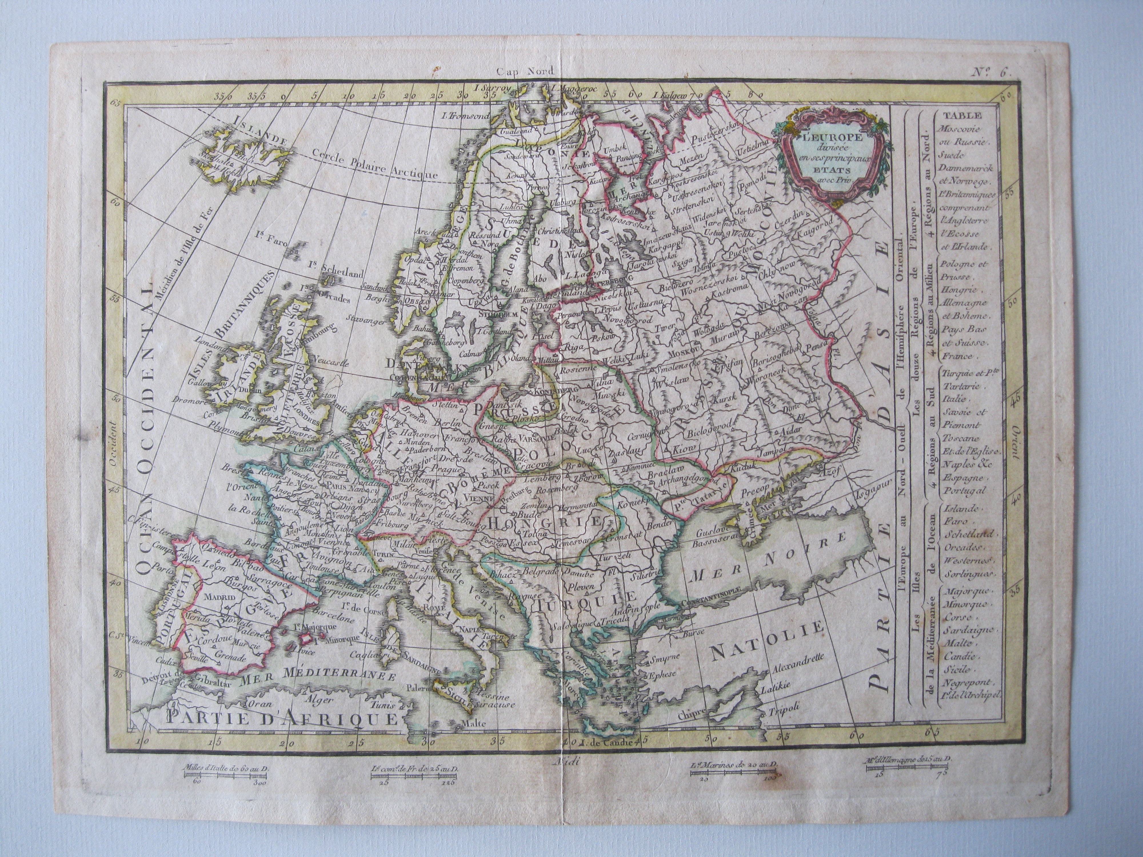 Mapa de Europa, 1783.Lattre