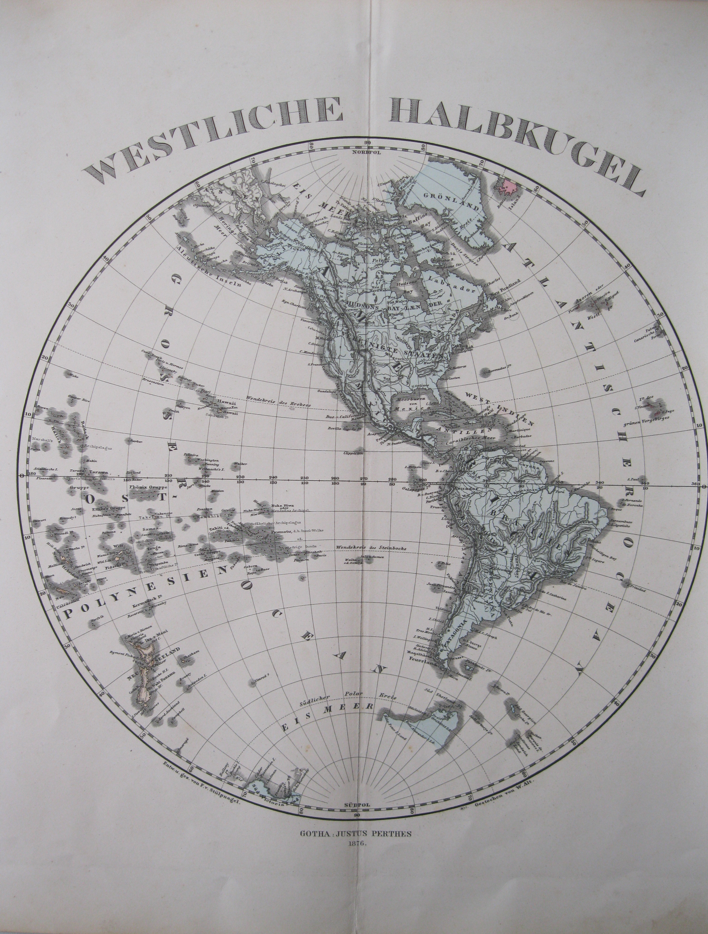 Mapa del hemisferio oeste.1877.Stieler