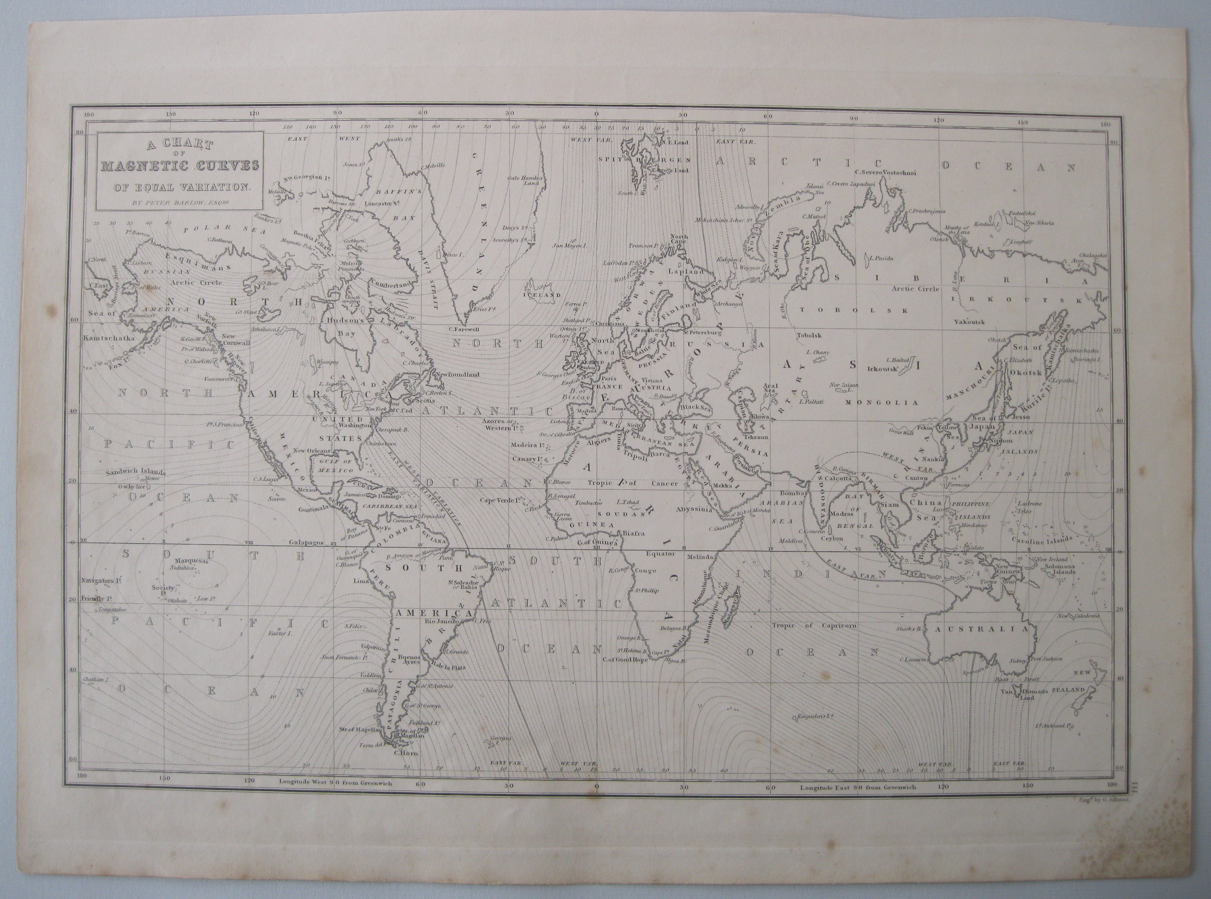 Mapa del Mundo, P. Barlow, circa 1840