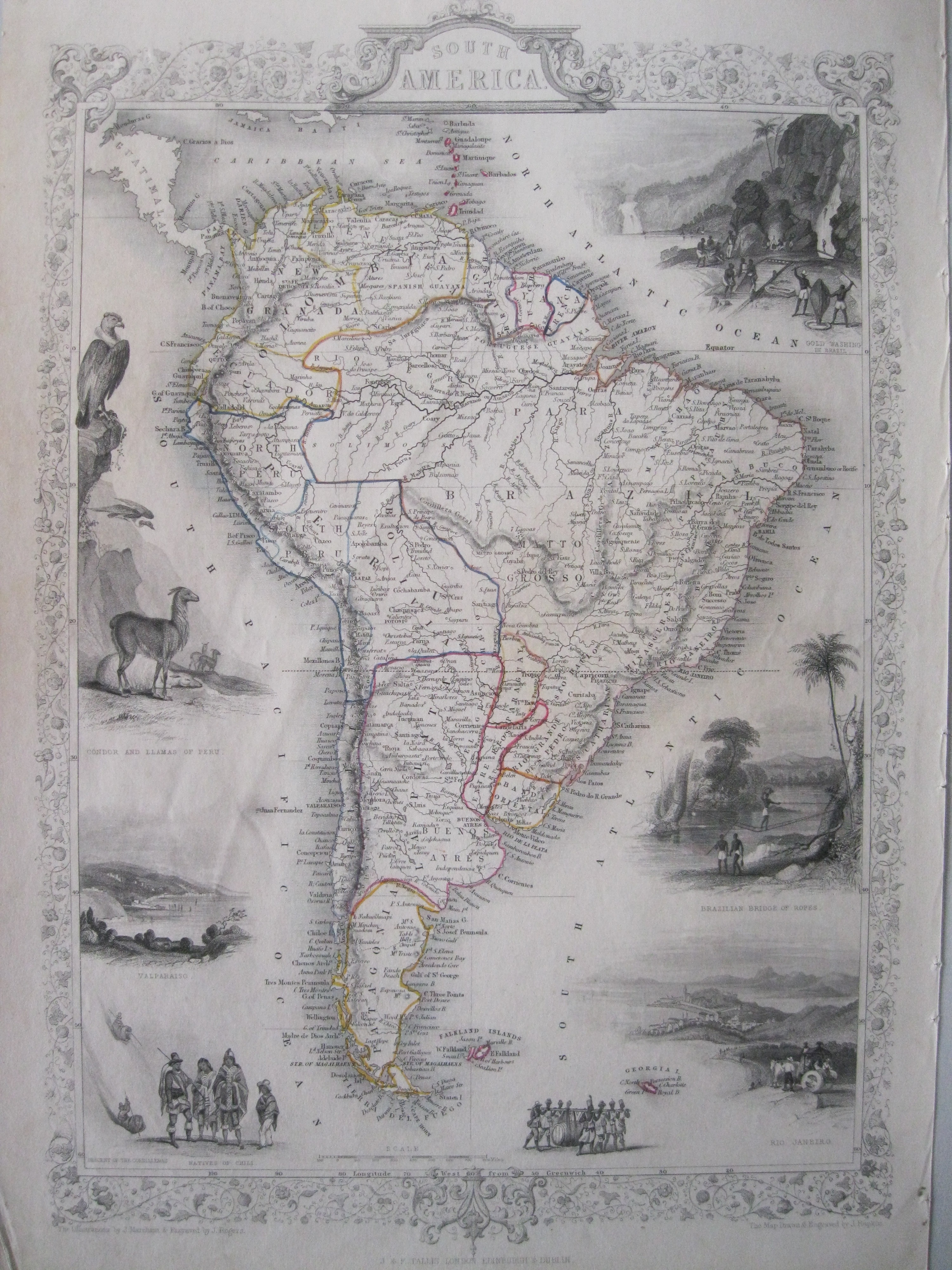 Mapa de Sudamérica.1851.Tallis