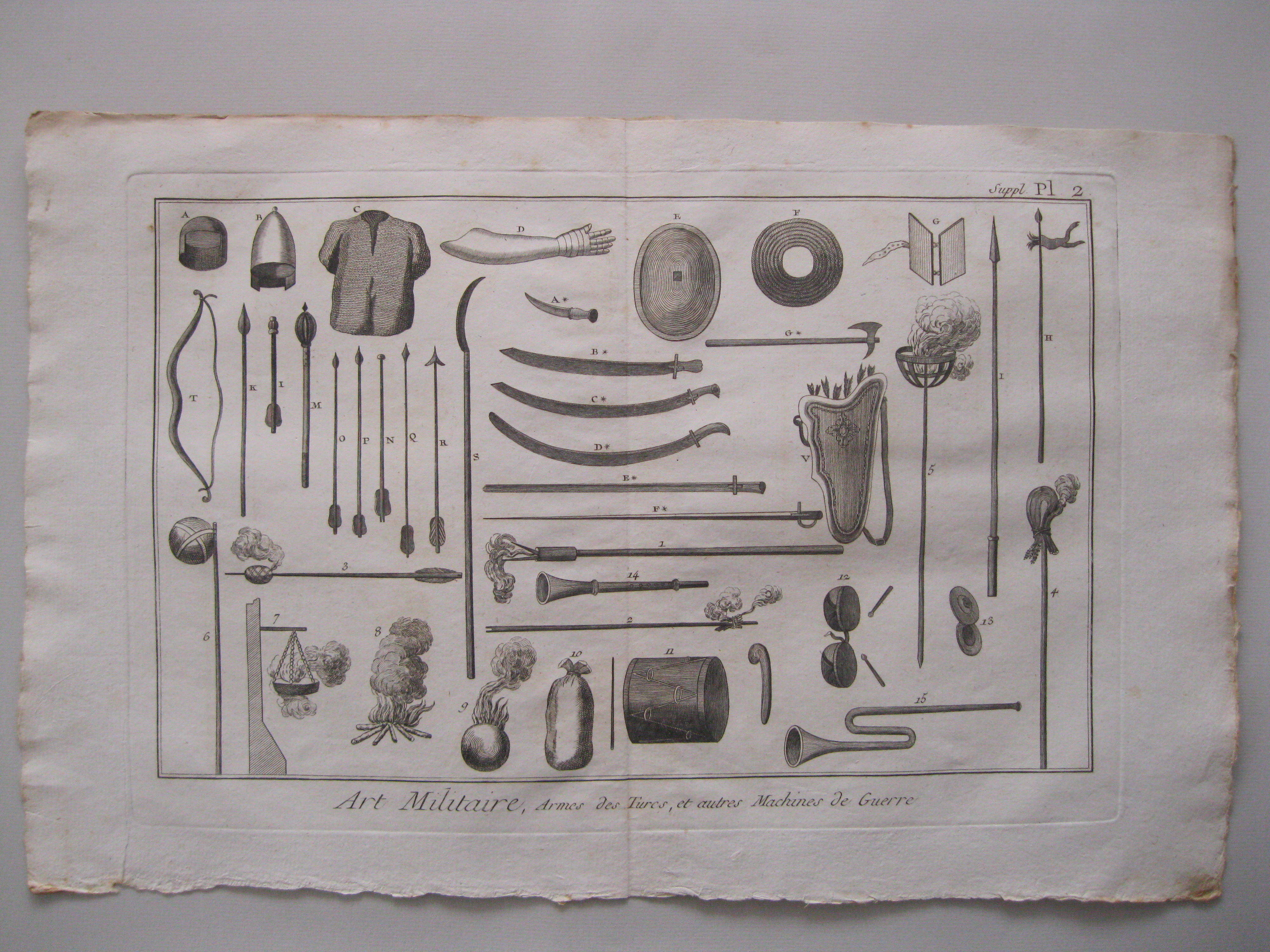 Arte militar, Armas de los turcos y otras maquinas de guerra.Diderot et D'Alembert, 1779