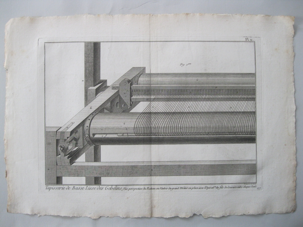 Oficios, Tapisserie de Basse Lisse des Gobelins.Vue perspective...Diderot y D'Alembert.1779