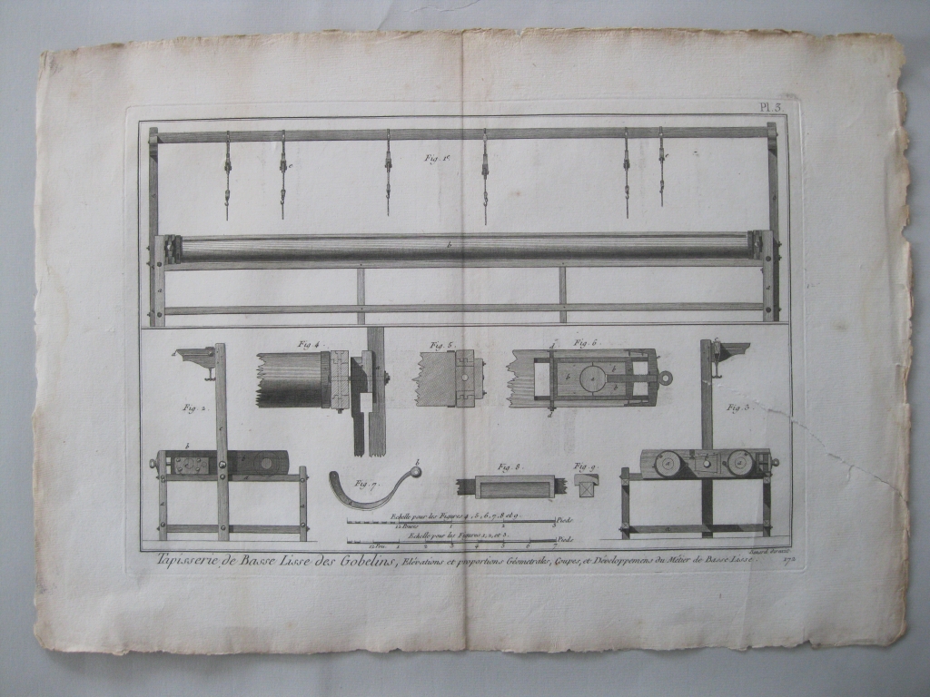 Oficios, Tapisserie de Basse Lisse des Gobelins. Elévations ...Diderot y D'Alembert.1779
