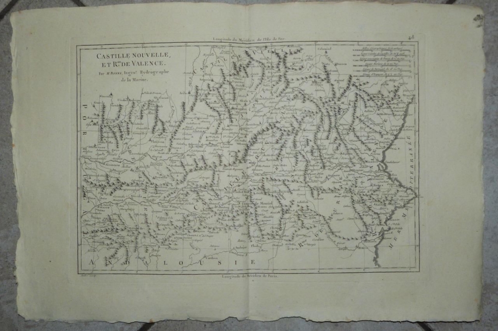 Mapa de Valencia y Castilla, 1787. Bonne