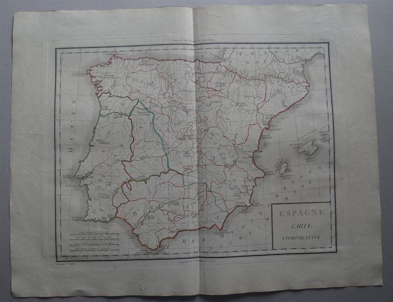 Mapa de España y Portugal, 1782. Tardieu