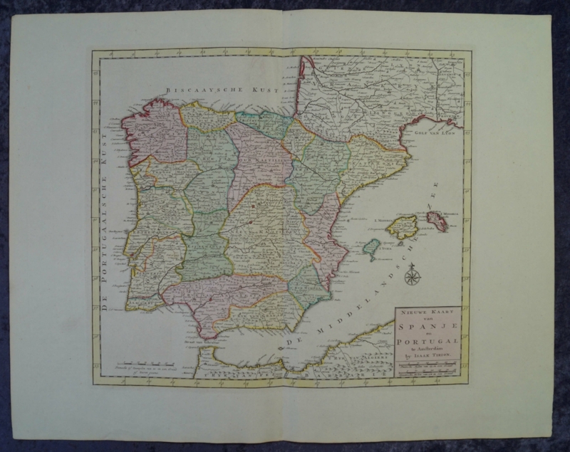 Gran mapa de España y Portugal, 1750. Tirion