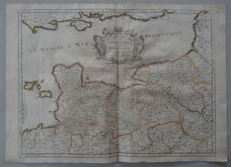 Gran mapa de la costa Normandia (Francia), 1650. Sanson