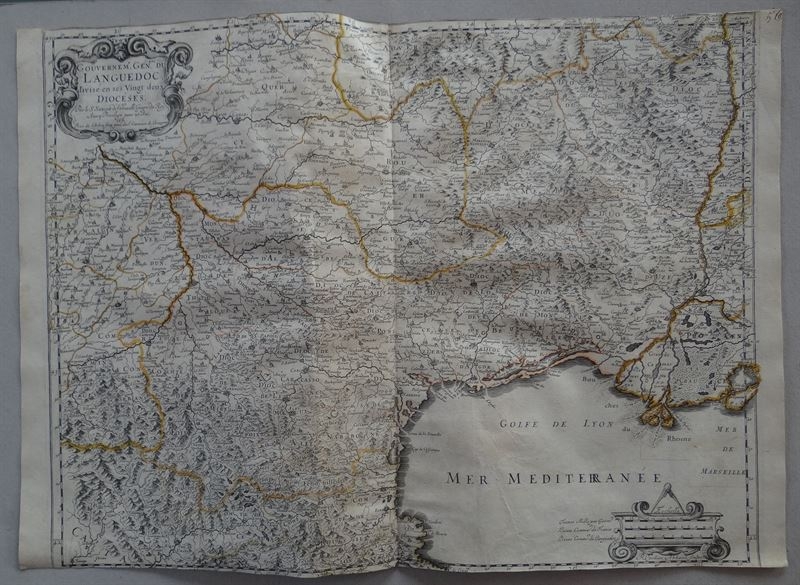 Gran mapa de Languedoc (Francia), 1651. Sanson