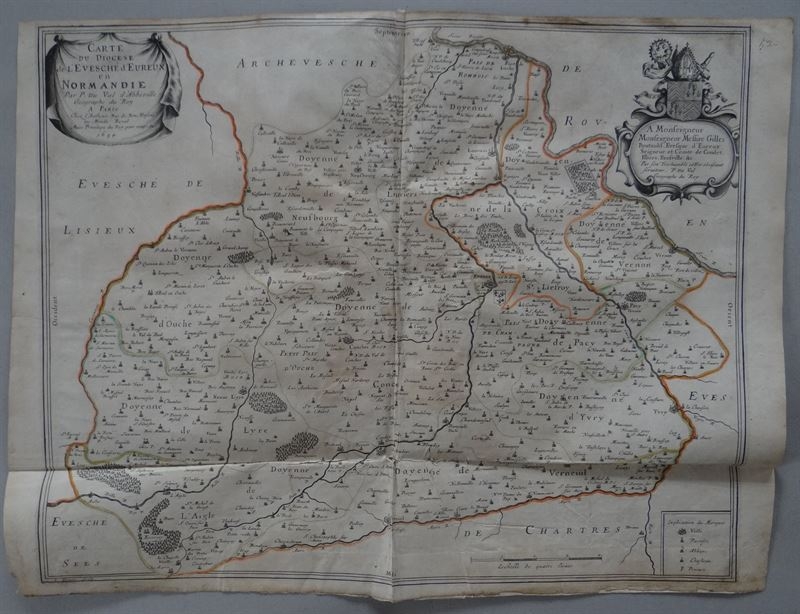 Gran mapa del centro-sur de Normandia (Francia), 1650. Pierre du Val