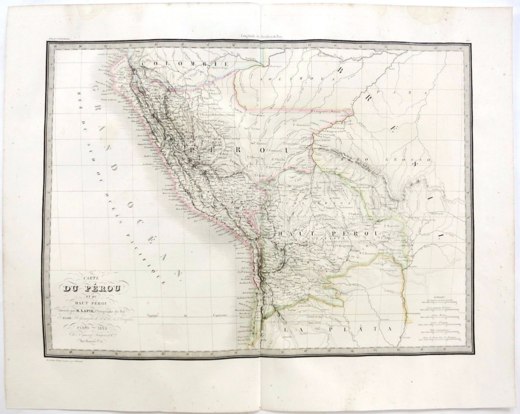 Mapa de Perú ( Ámerica del sur), 1829.  A. E. Lapie