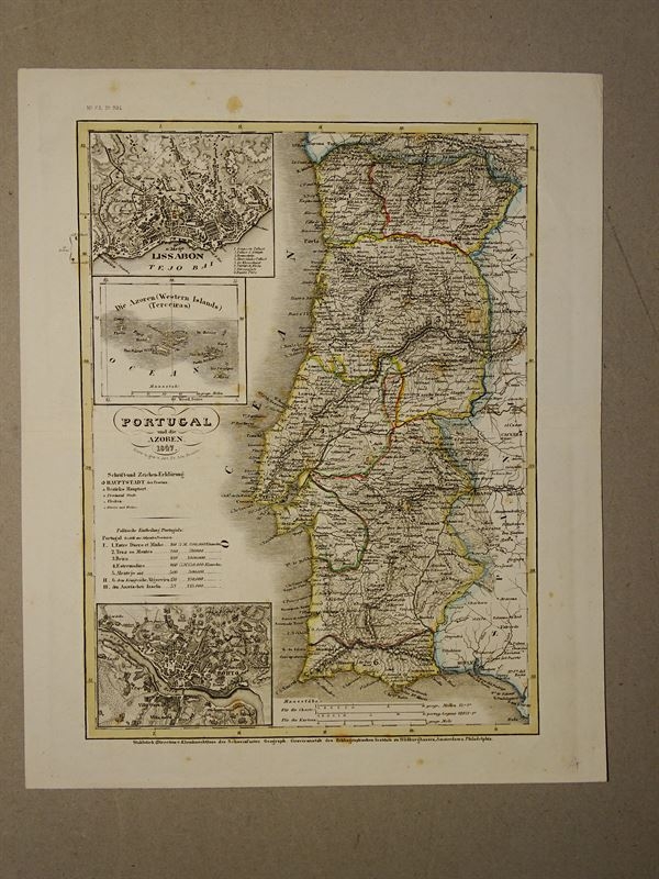 Mapa de Portugal y Azores, 1847. F. Radefeld/Renner
