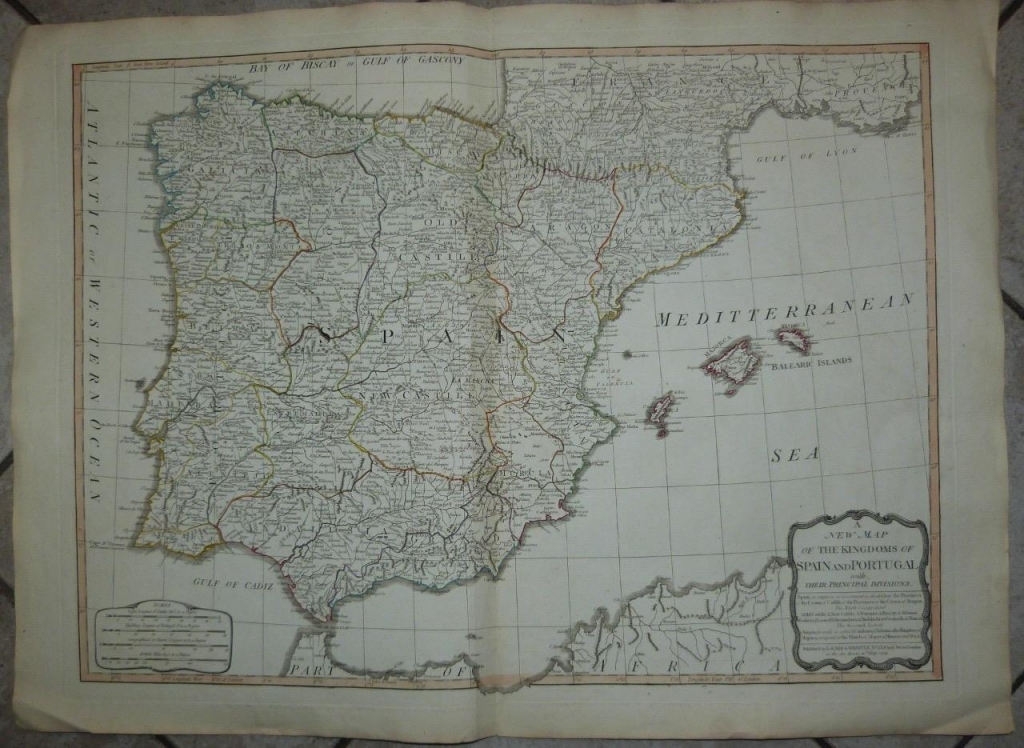 Gran mapa de España y Portugal, 1794. Laurie & Whitle