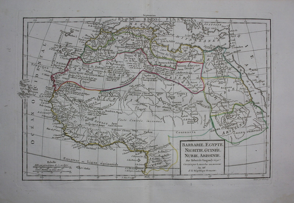 Mapa de África occidental norte, 1790. Vaugondy