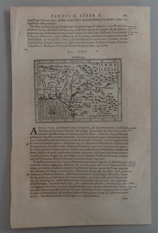 Mapa de Andalucía occidental (España), 1640. Paul Merula
