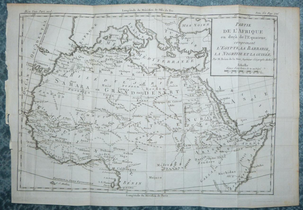 Mapa del norte de África, 1780. Luis Brion de la Tour