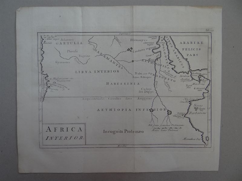 Mapa de la parte interior del Norte de África, 1750.