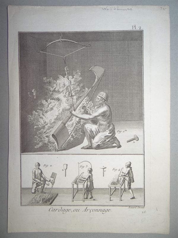 Oficios. "Cardage, ou Arçonnage", 1785. Diderot/Alembert