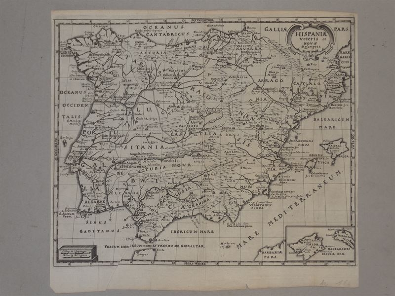 Mapa de Portugal y España antigua y nueva, 1695.  P. Cluver