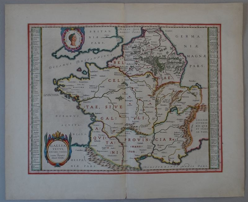 Antiguo mapa de Francia, 1663. Ortelius