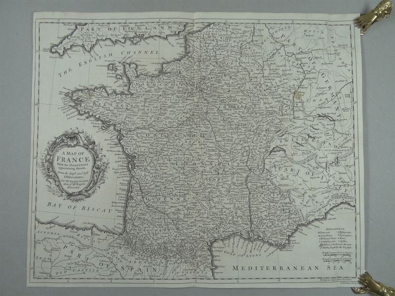 Mapa de Francia, 1740. Rapin/Tindal/Seale