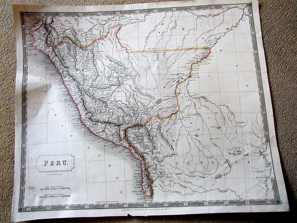 Gran mapa de Perú (América del sur), 1828. Sidney Hall