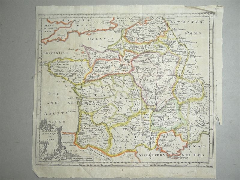 Mapa de Francia antigua, 1711. Clüver