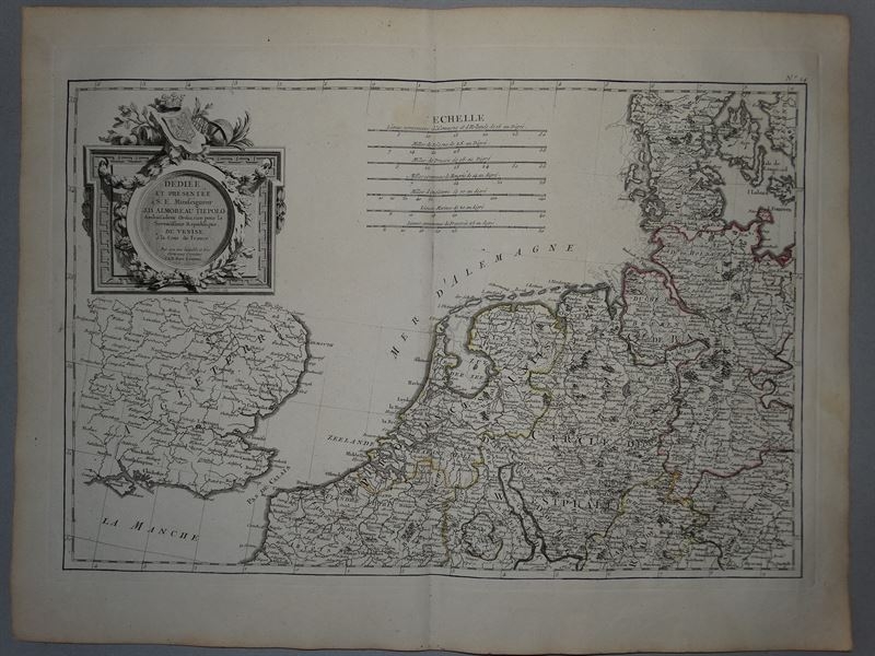 Gran mapa de Alemania, Paises Bajos, Dinamarca e Inglaterra 1762. Zannoni/Lattré