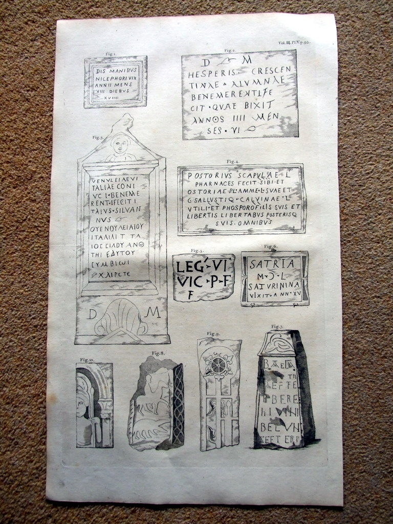 Inscripciones romanas en piedra, Yorkshire (Reino Unido), 1789. Camden