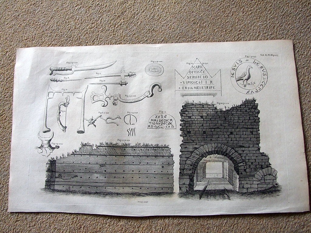 Antiguas ruinas y otros utensilios arqueológicos, Lincolnshire (Reino Unido), 1789. Camden