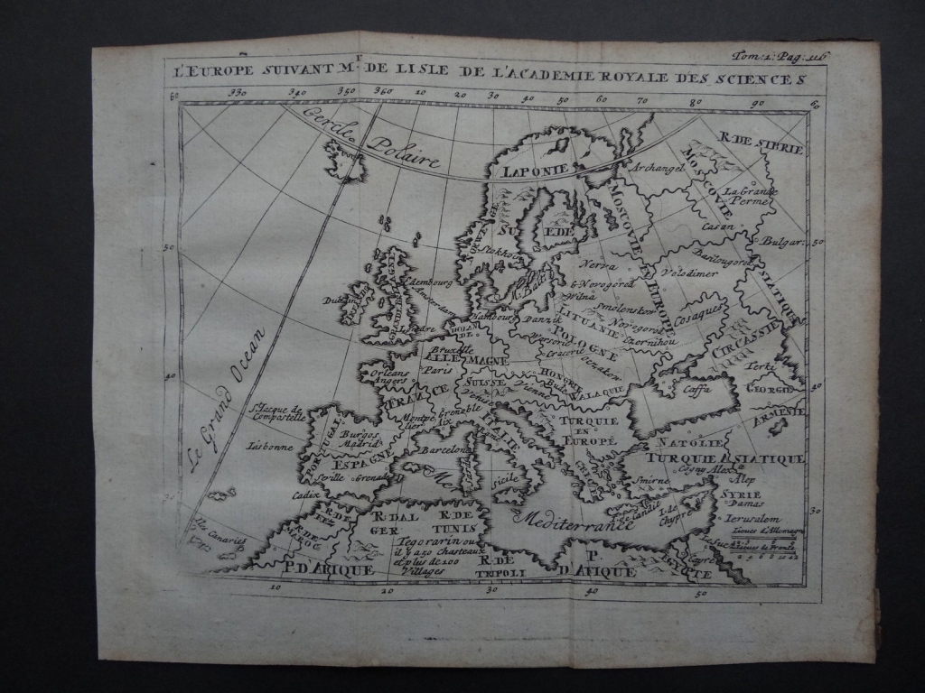 Mapa de Europa, 1723. De Lisle