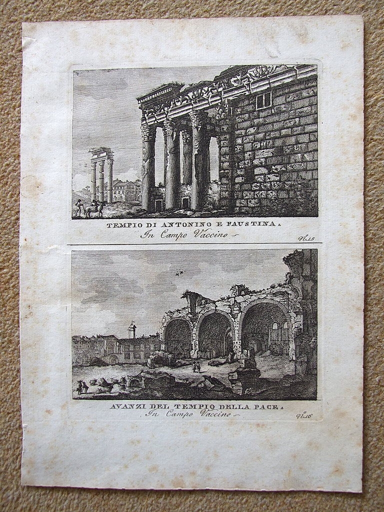 Templo de Antonino y Faustina y templo Della Pace (Roma).1790