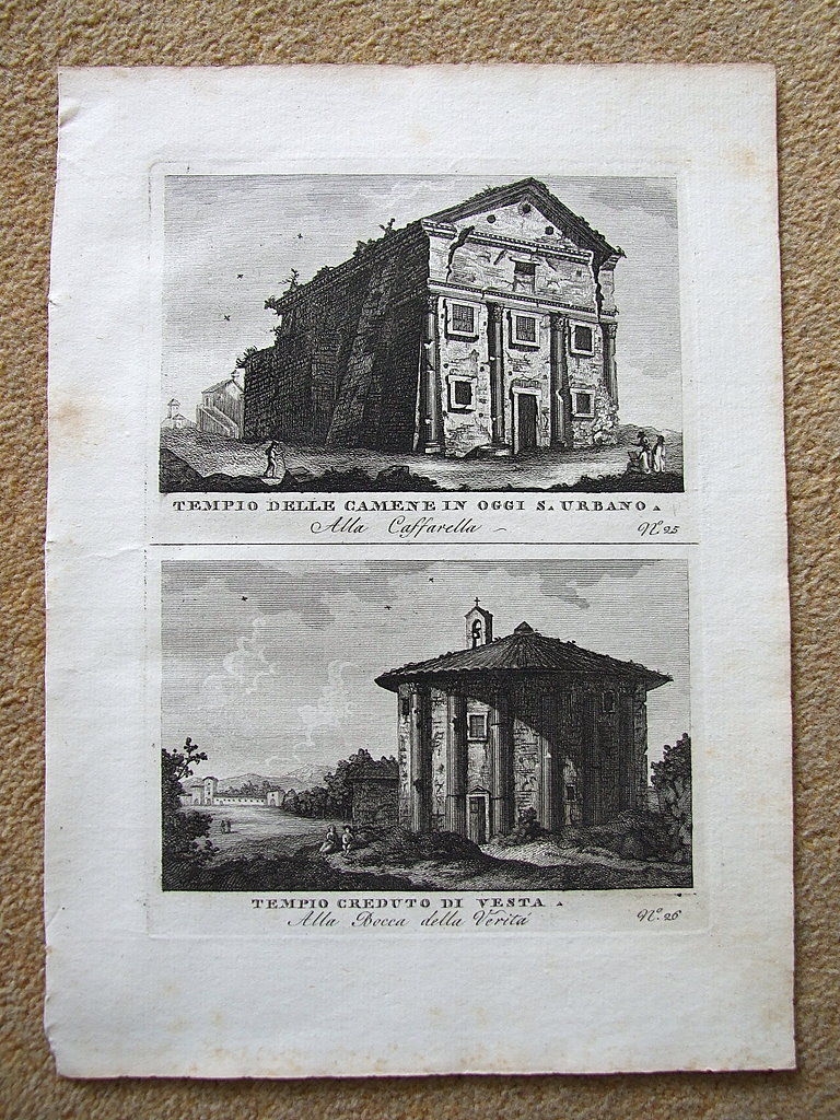 Templos de Camene, hoy basilica de San Urbano y templo de Vesta (Roma), 1790.