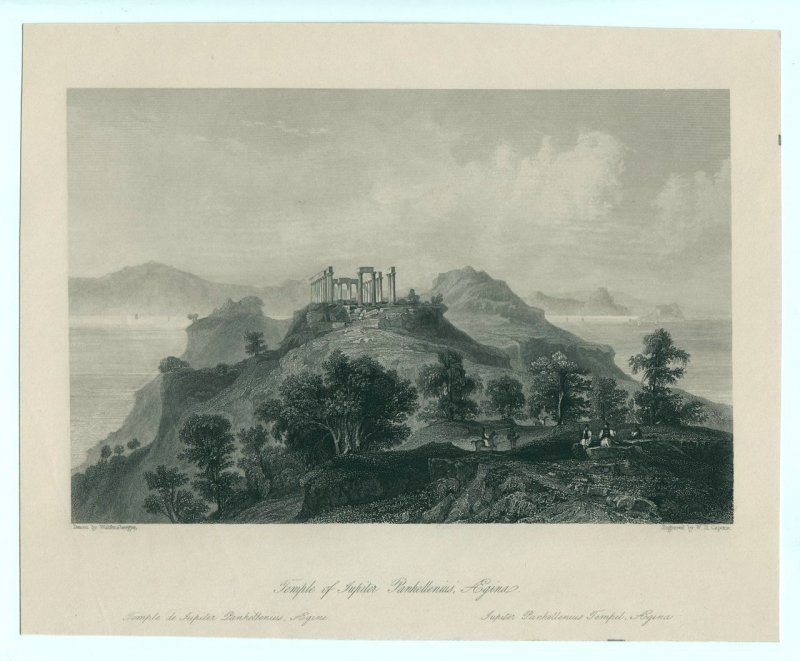 Vista del templo de Júpiter en la isla de Egina (Grecia), 1870.