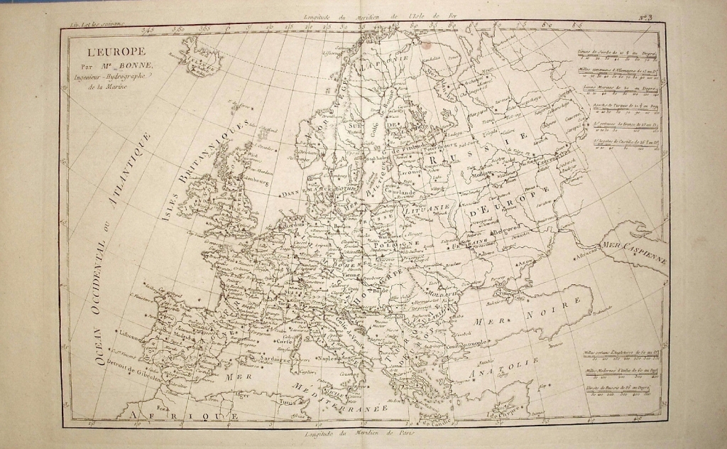 Mapa de Europa, 1787. Bonne