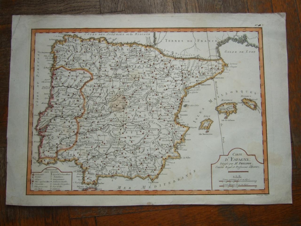 Mapa de España y Portugal, 1760. Philippe Prétot/Moithey