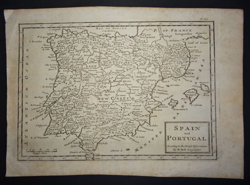 Mapa de España y Portugal, 1725. Hermann Moll