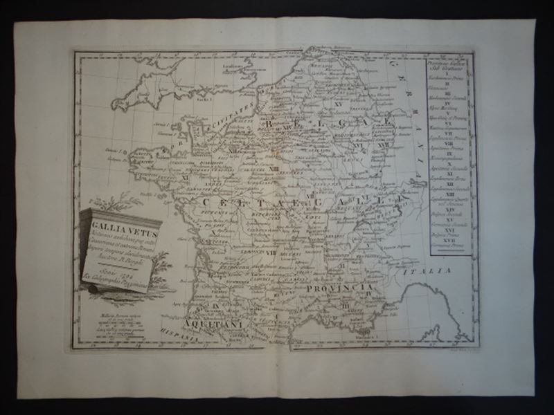 Mapa de Francia  antigua, 1794.Pazzini