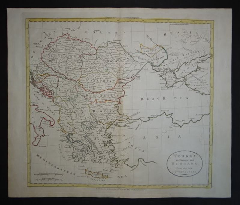 Mapa de Turquía, Grecia, Hungría, Crimea..1785. William Guthrie