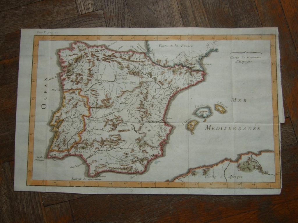 Mapa de España y Portugal, 1720. Lenglet