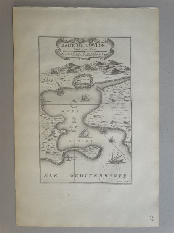 Mapa de la ciudad fortificada de Tolon (Francia), 1795. Nicolás de Fer