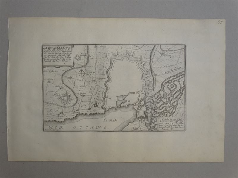 Mapa de la ciudad de La Rochelle (Francia), 1705. Nicolás de Fer