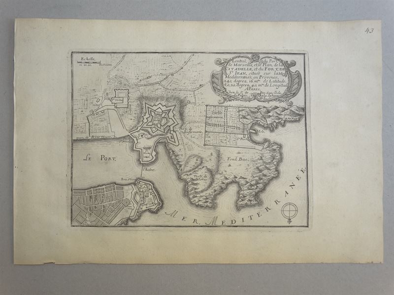 Mapa de la ciudad de Marsella (Francia), 1705. Nicolás de Fer