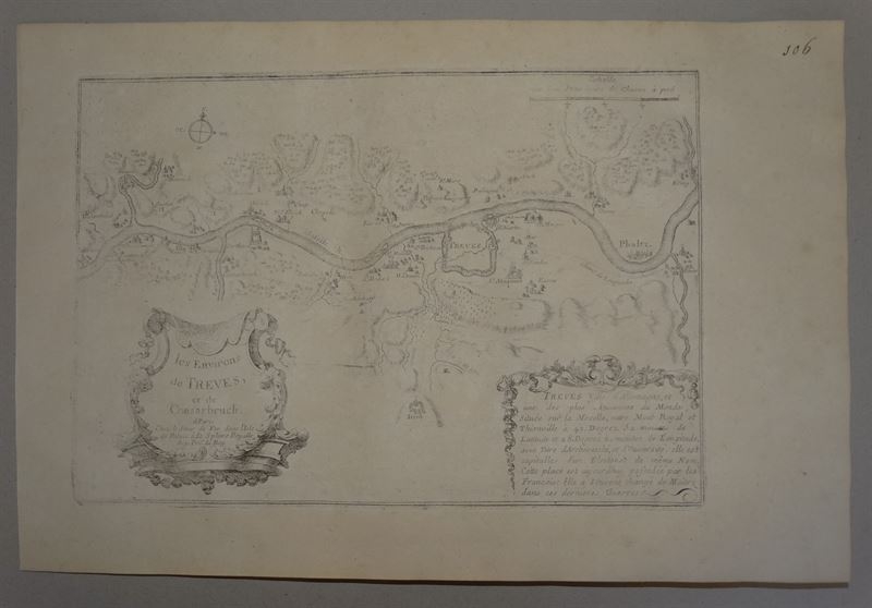 Mapa de la antigua ciudad de Tréveris, 1692. Nicolás de Fer