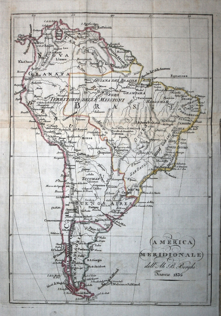 Mapa de América de Sur, 1836. A. Balbi/Masi
